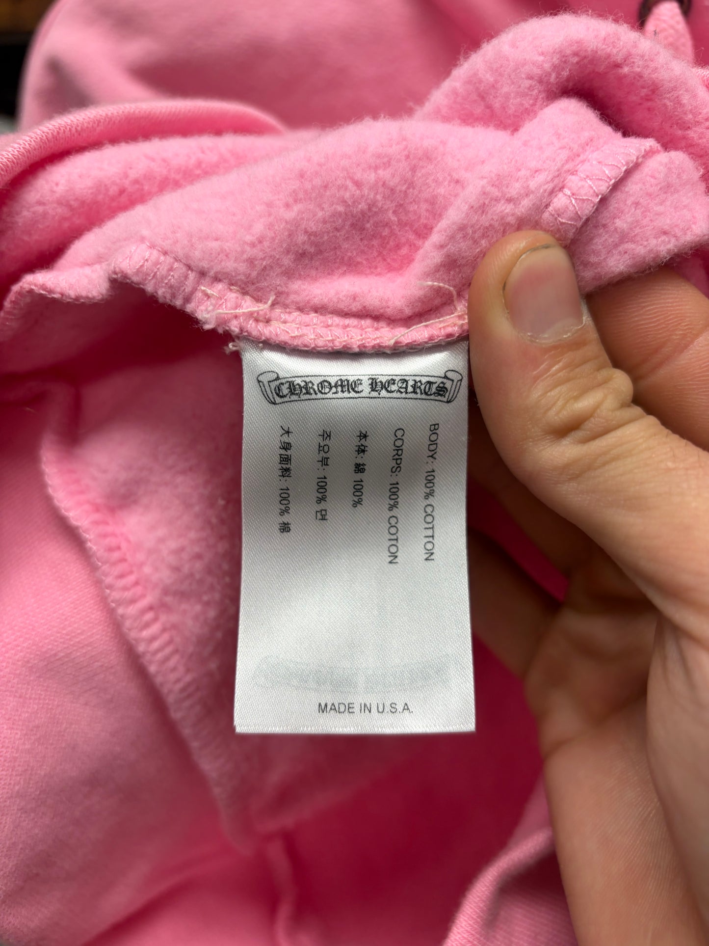 Chrome Hearts Pink ‘T-Bar Logo’ Pullover Hoodie