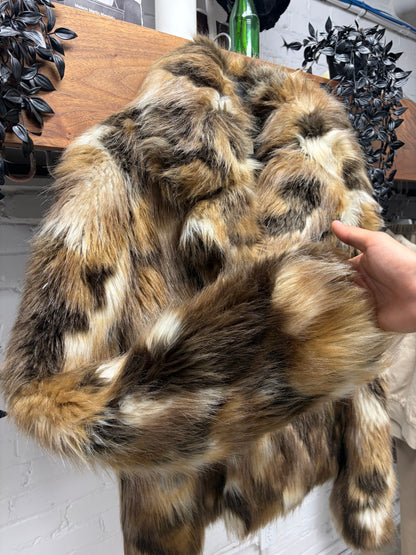 2019 Saint Laurent By Anthony Vacarello Faux Fur Heavyweight Brown Jacket