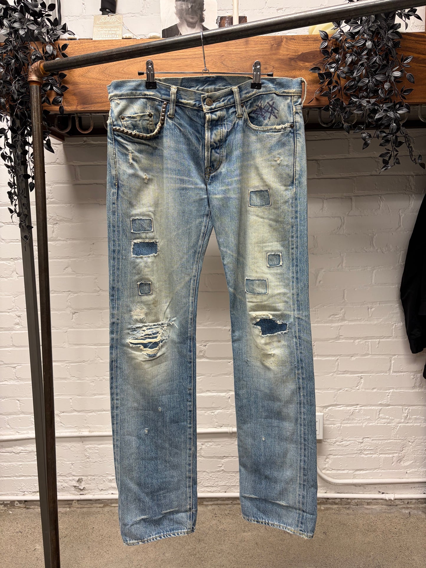 2000s Hysteric Glamour Patch Distressed Dirt Wash Denim