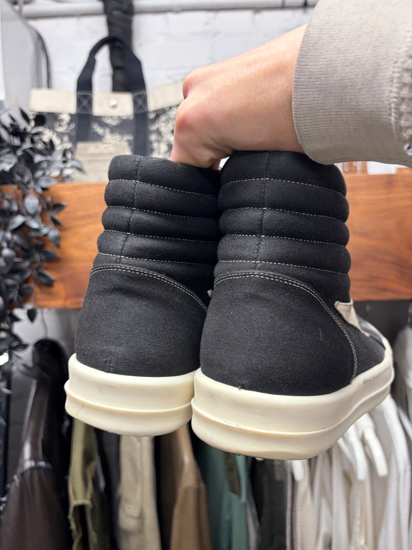 Rick Owens ‘Vans’ Black Canvas High Top Sneakers