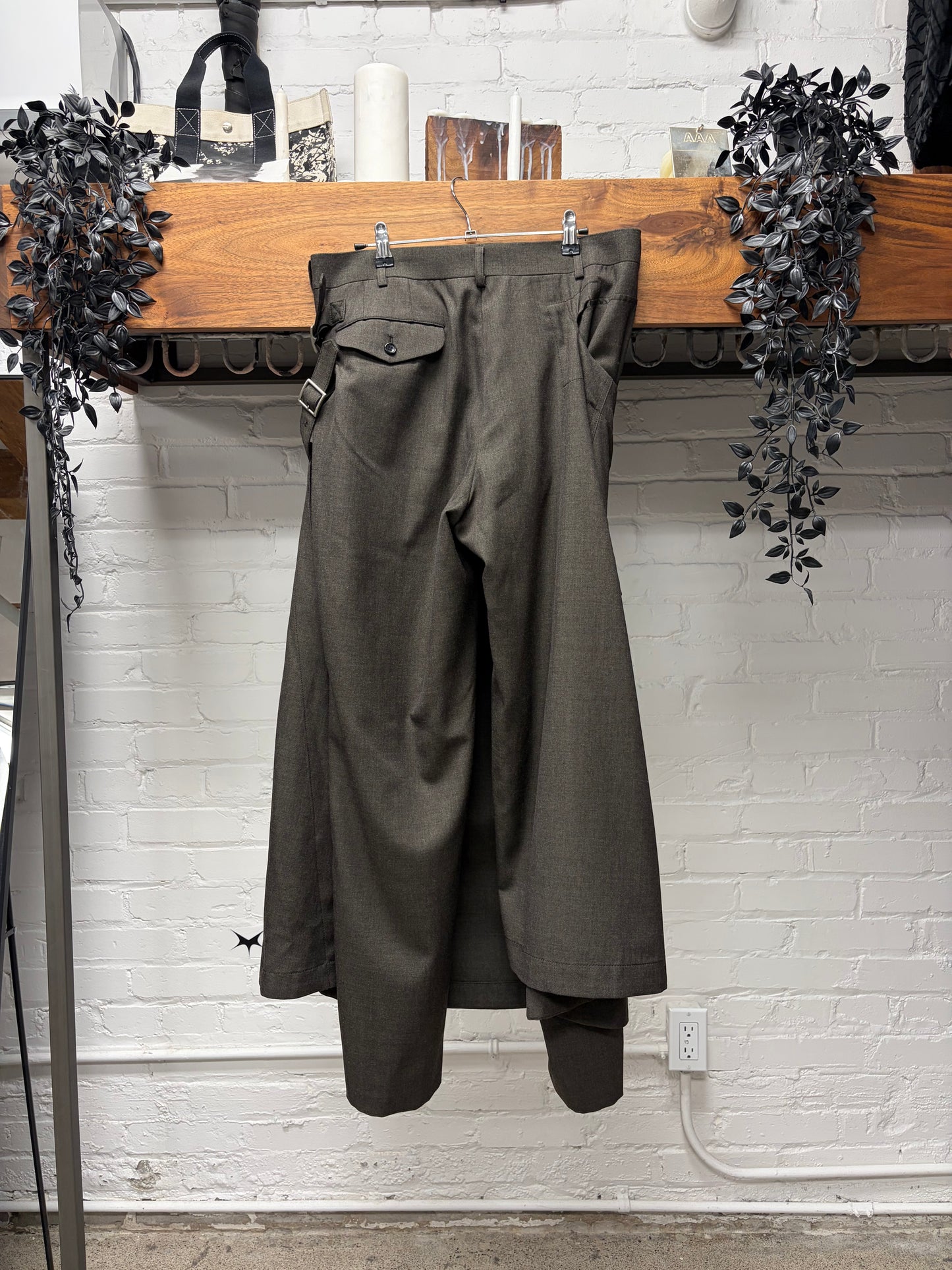 SS2025 Comme Des Garçons Homme Plus Skirted Layer Wool Wide Leg Trousers