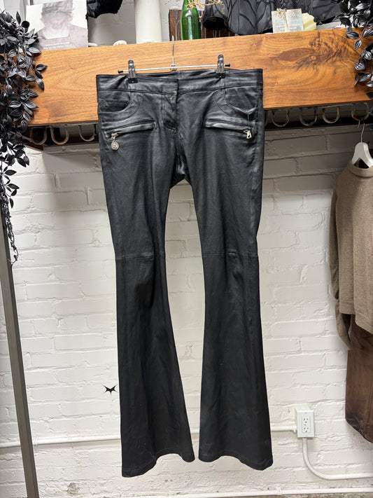 Balmain by Christophe Decarnin Black Lambskin ‘Coin Pocket’ Flared Leg Skinny Leather Pants