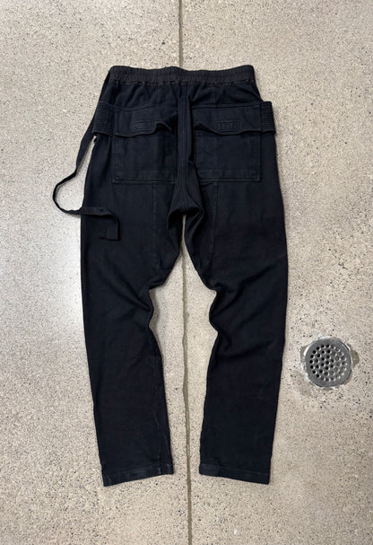Rick Owens Black ‘Creatch’ Cotton Cargo Pants