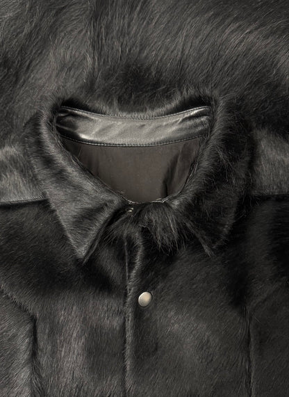AW2022 Rick Owens ‘Strobe’ Black Pony-Hair Jacket