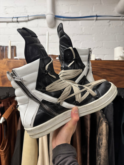Rick Owens Pentagram Black-Milk Leather High Top Geobaskets