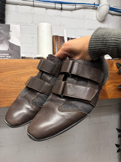 Vintage 2000s Gucci Brown Canvas/Leather Velcro Strap Sneakers