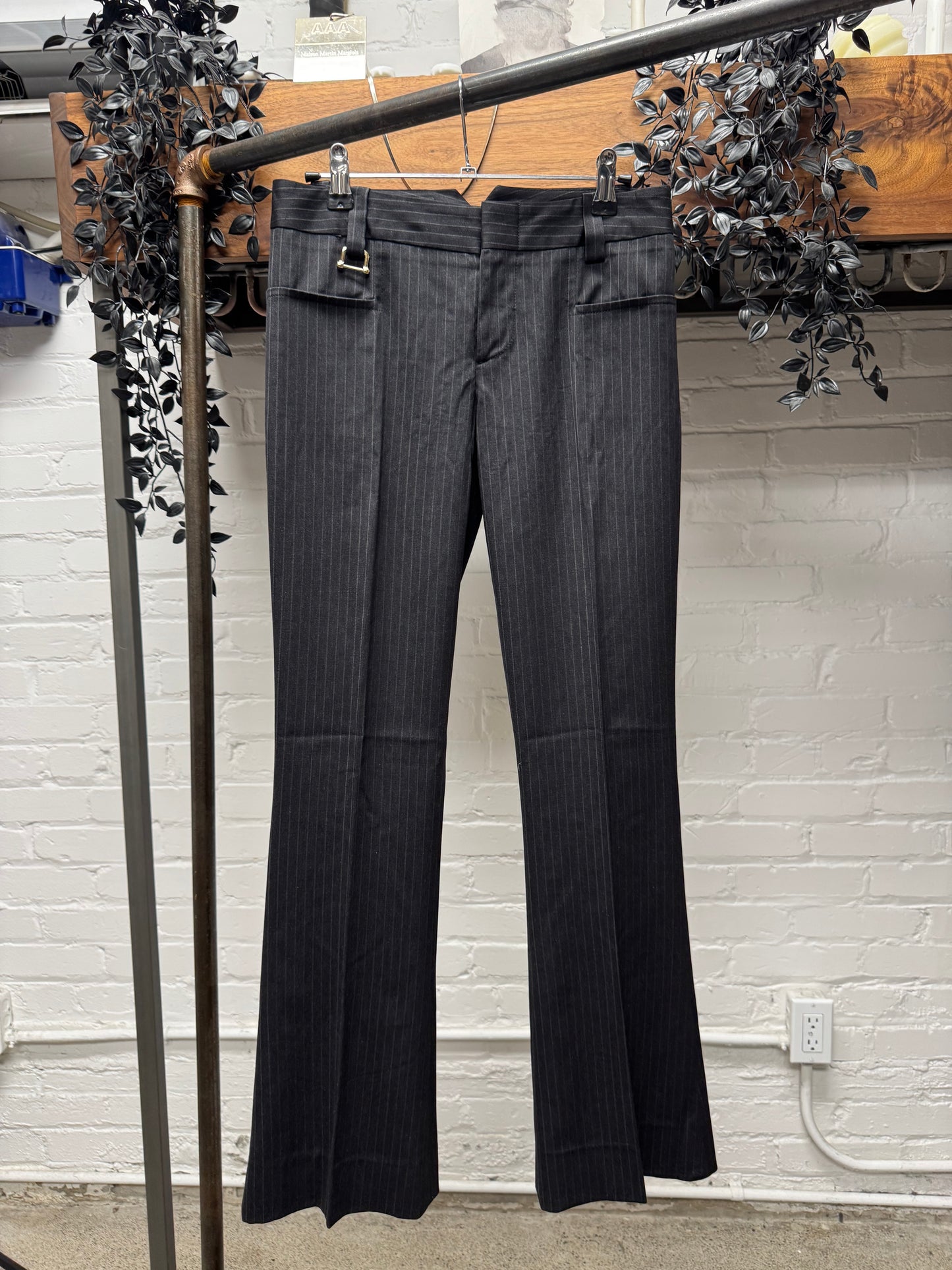 2005 Gucci Pinstripe ‘Gold Horsebit’ Flared Cut Trousers