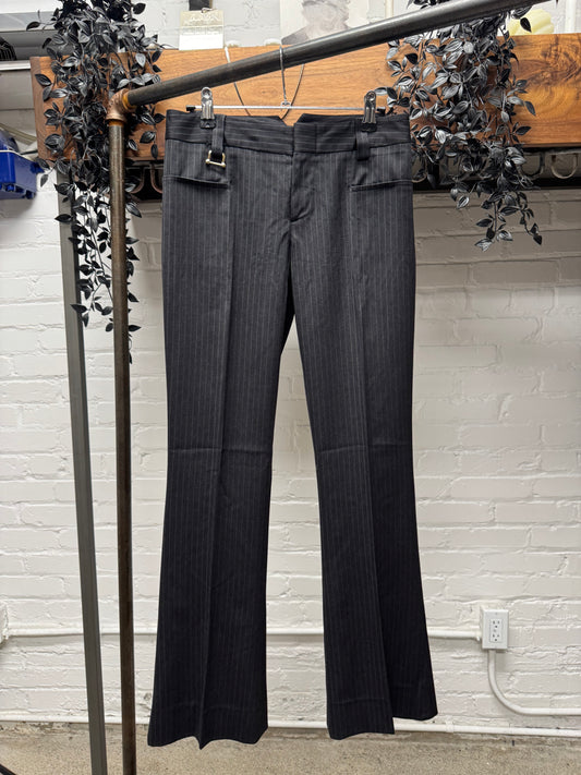 2005 Gucci Pinstripe ‘Gold Horsebit’ Flared Cut Trousers