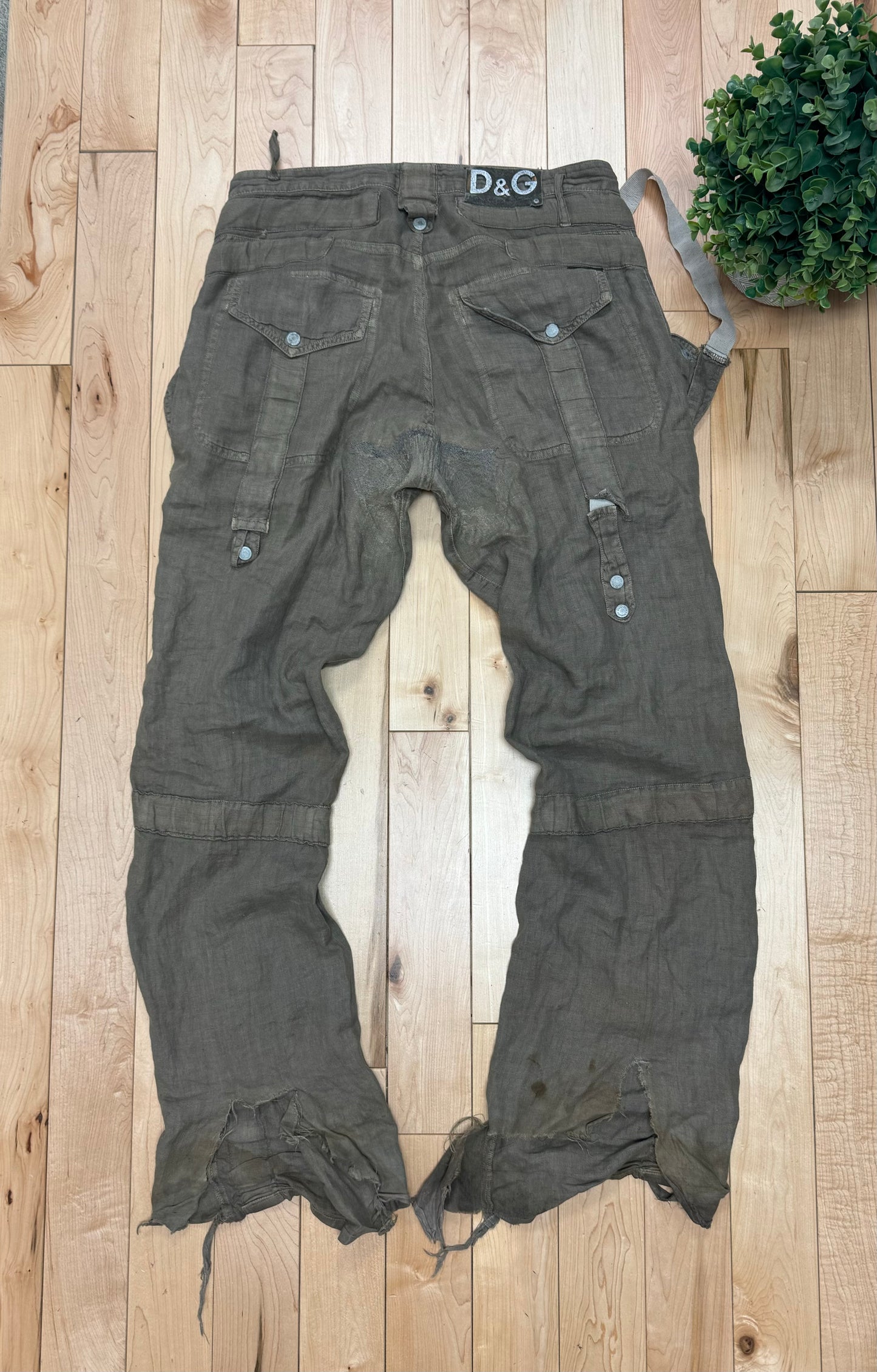 2000s Dolce & Gabbana Brown Linen Cargo Pants