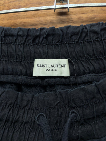 SS2023 Saint Laurent ‘YSL’ Embroidered Logo Black Cotton Sweat-Shorts