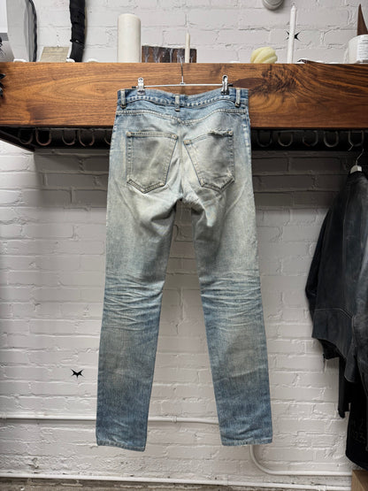 Saint Laurent ‘D02’ Distressed Light Wash Blue Denim