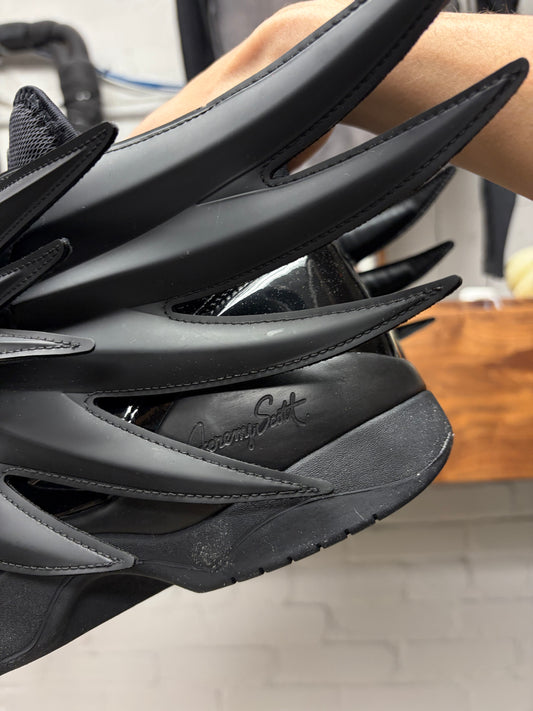 Jeremy Scott x Adidas Wings 3.0 ‘Dark Knight’ Black Patent Leather High Top Sneakers