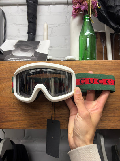 Gucci Red/Green Striped Logo ‘Kids Size’ Ski Goggles