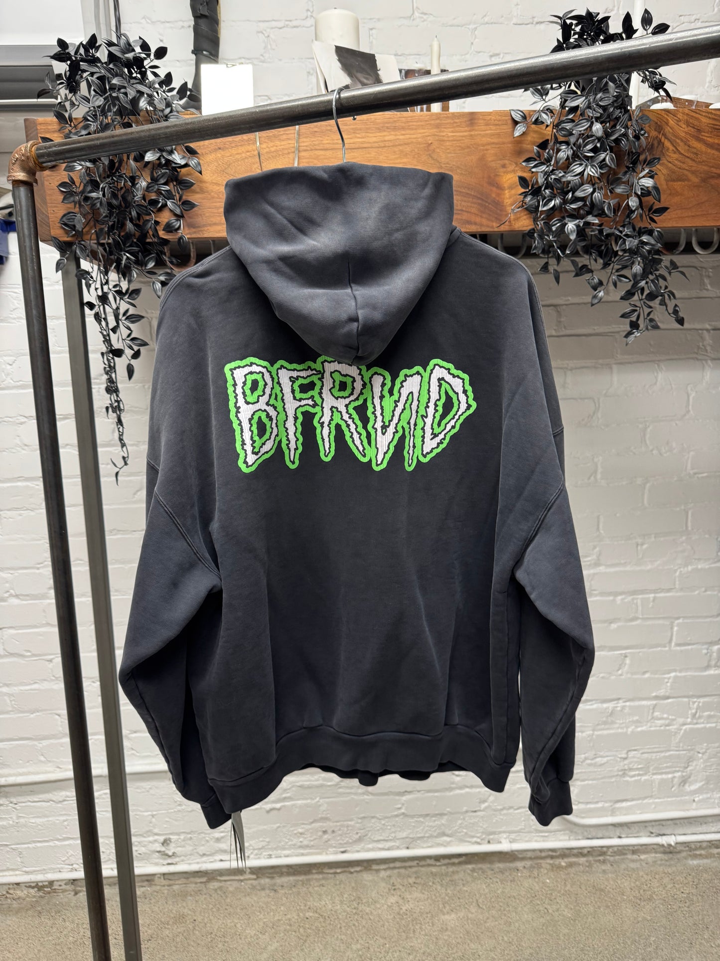 SS2024 Balenciaga Music ‘BFRND’ Black Distressed Pullover Hoodie