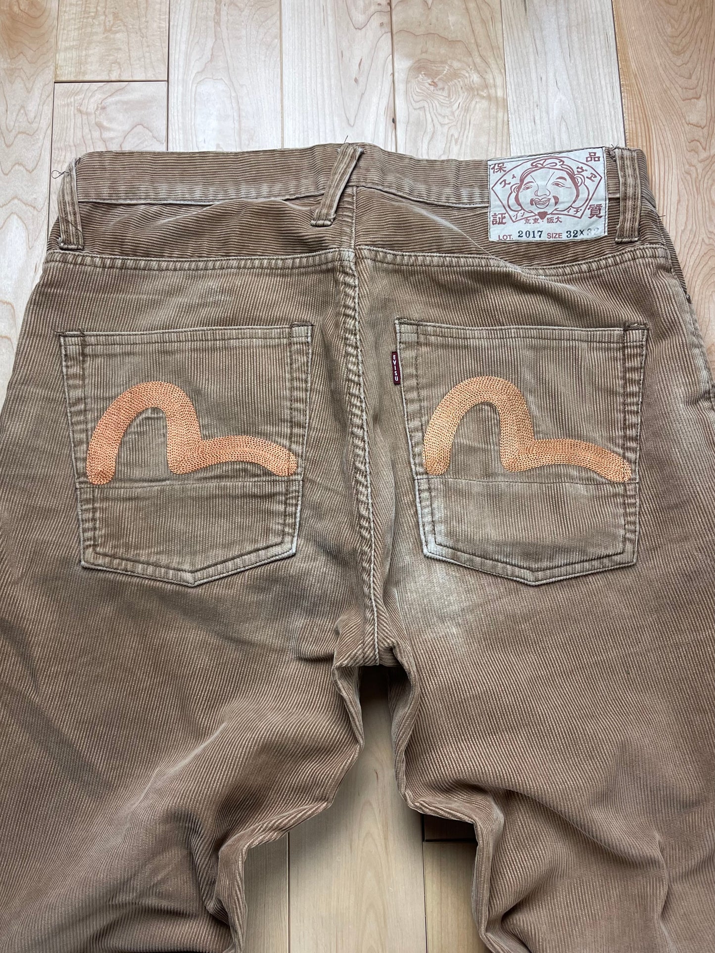 Evisu Corduroy Gull Logo Flared Pants