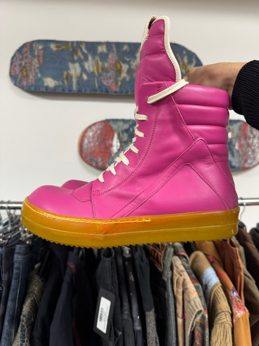 AW2023 Rick Owens ‘Lemon Sole’ Pink Geobasket Sneakers