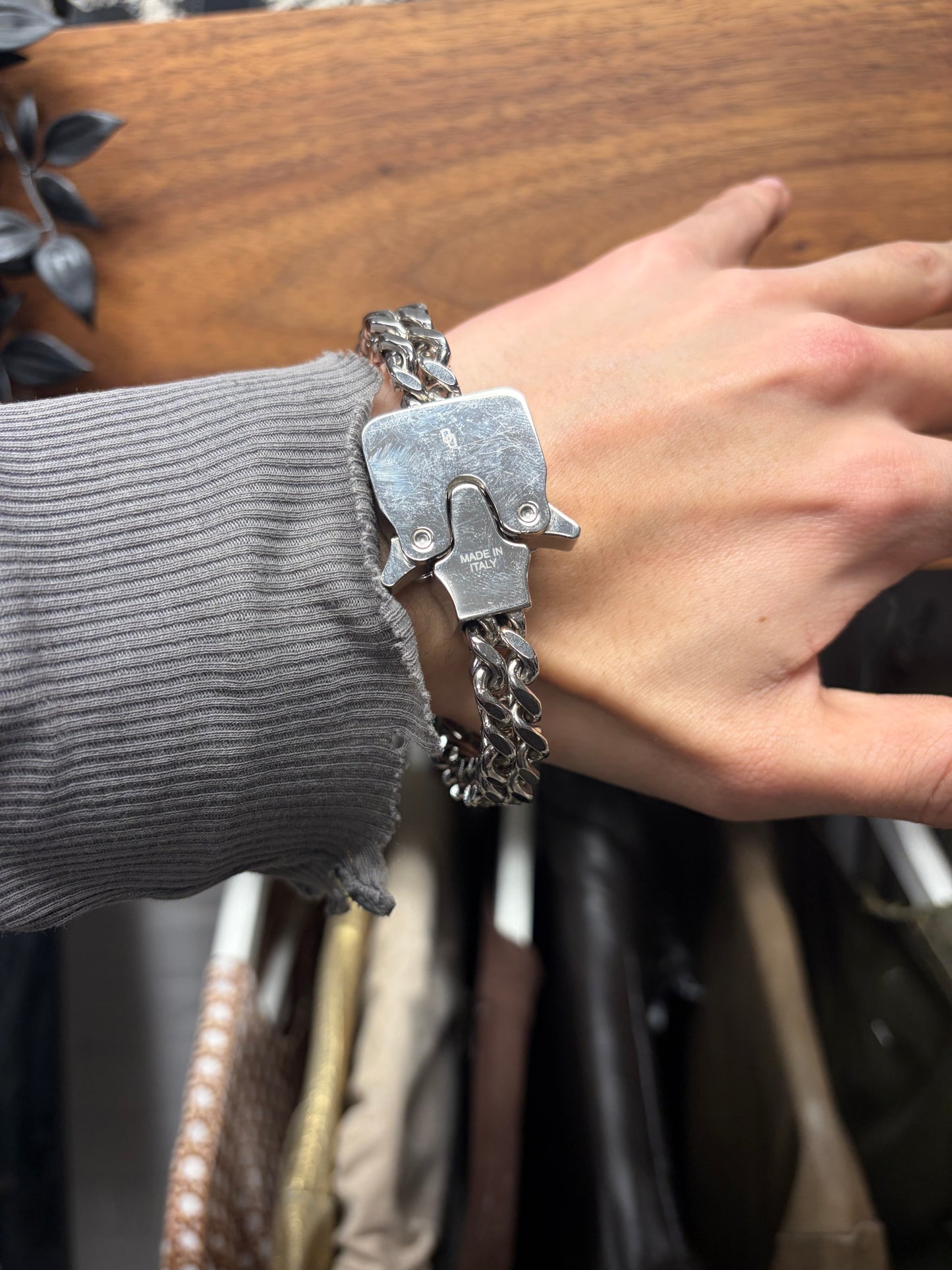 1017 Alyx 9SM ‘Cubix’ Roller Buckle Silver Bracelet