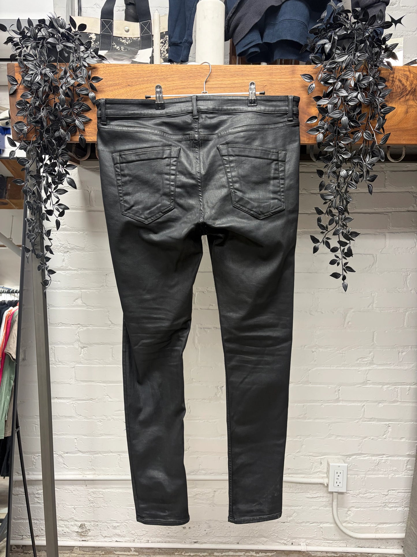 Rick Owens ‘Tyrone Cut’ Waxed Black Skinny Jeans
