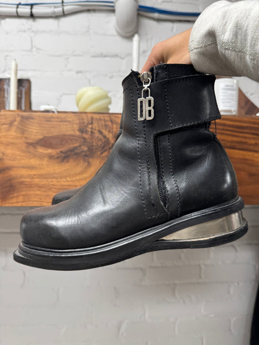 Dirk Bikkembergs ‘Metal Heel’ Calfskin Leather Ankle Boots