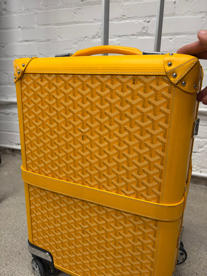 Goyard ‘Bourget PM’ Yellow Monogram Leather Trolley Rolling Carry-On Suitcase