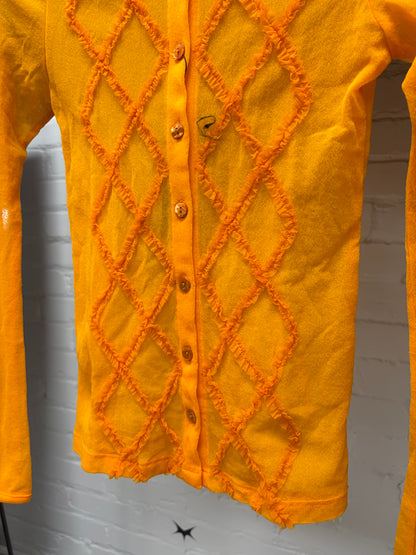 Vintage Jean Paul Gaultier Femme ‘Argyle Pattern’ Sheer Yellow Mesh Long Sleeve Shirt