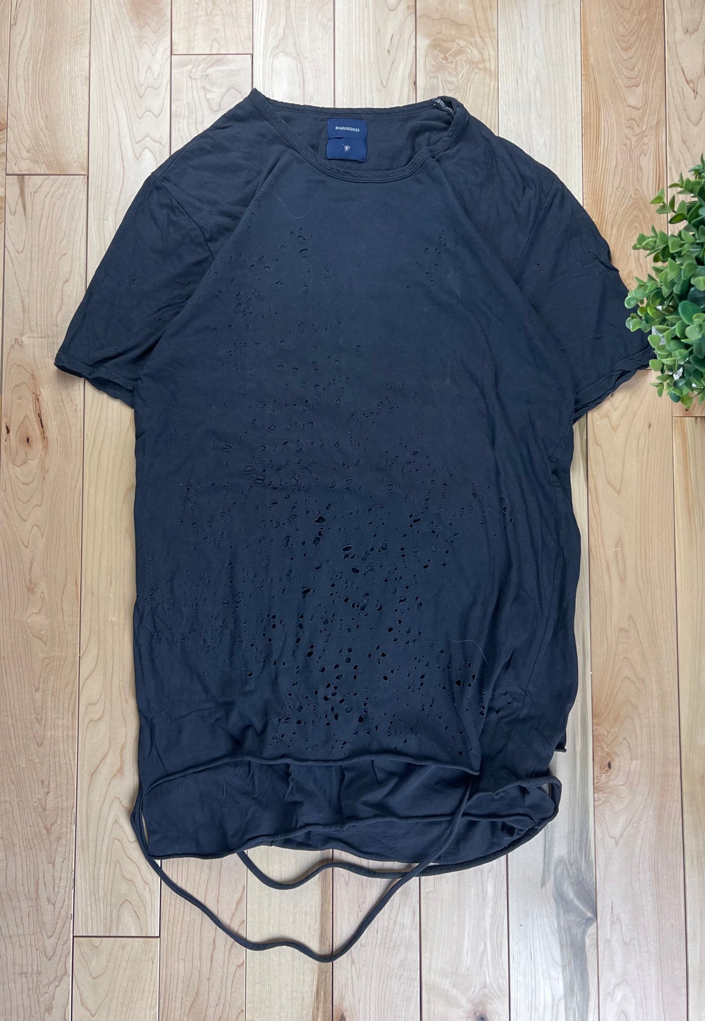 Miharayasuhiro Distressed Washed Black T-Shirt