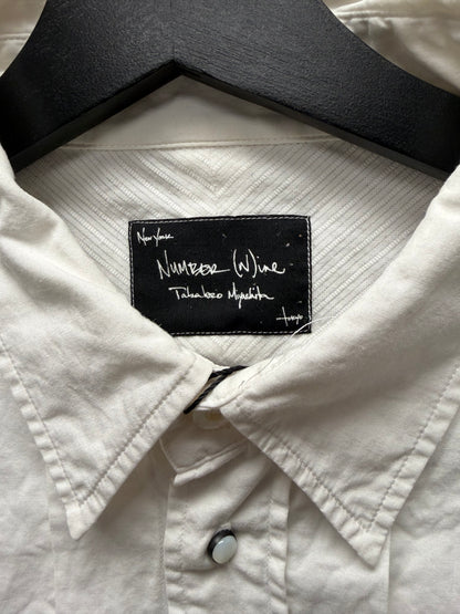 SS2007 Number (N)ine ‘About a Boy’ Pleated White Pearl Button Snap Shirt