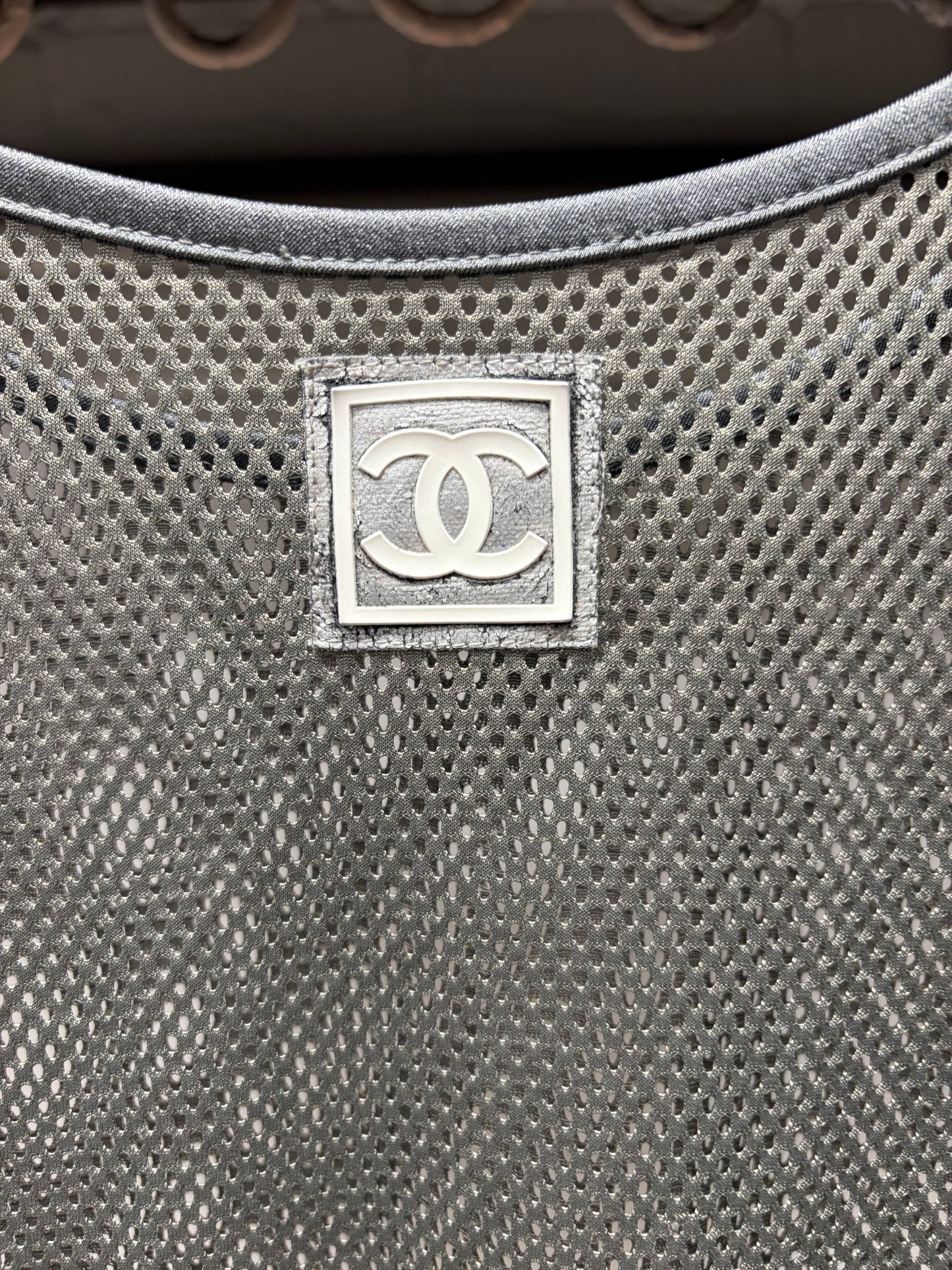 SS2003 Chanel ‘Identification’ Grey Mesh Basketball Jersey Sleeveless Top