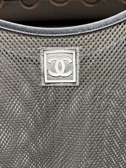 SS2003 Chanel ‘Identification’ Grey Mesh Basketball Jersey Sleeveless Top