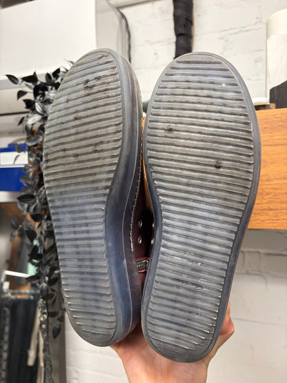 Rick Owens Oxblood Leather/Translucent Sole ‘Ramones’ High Top Sneakers