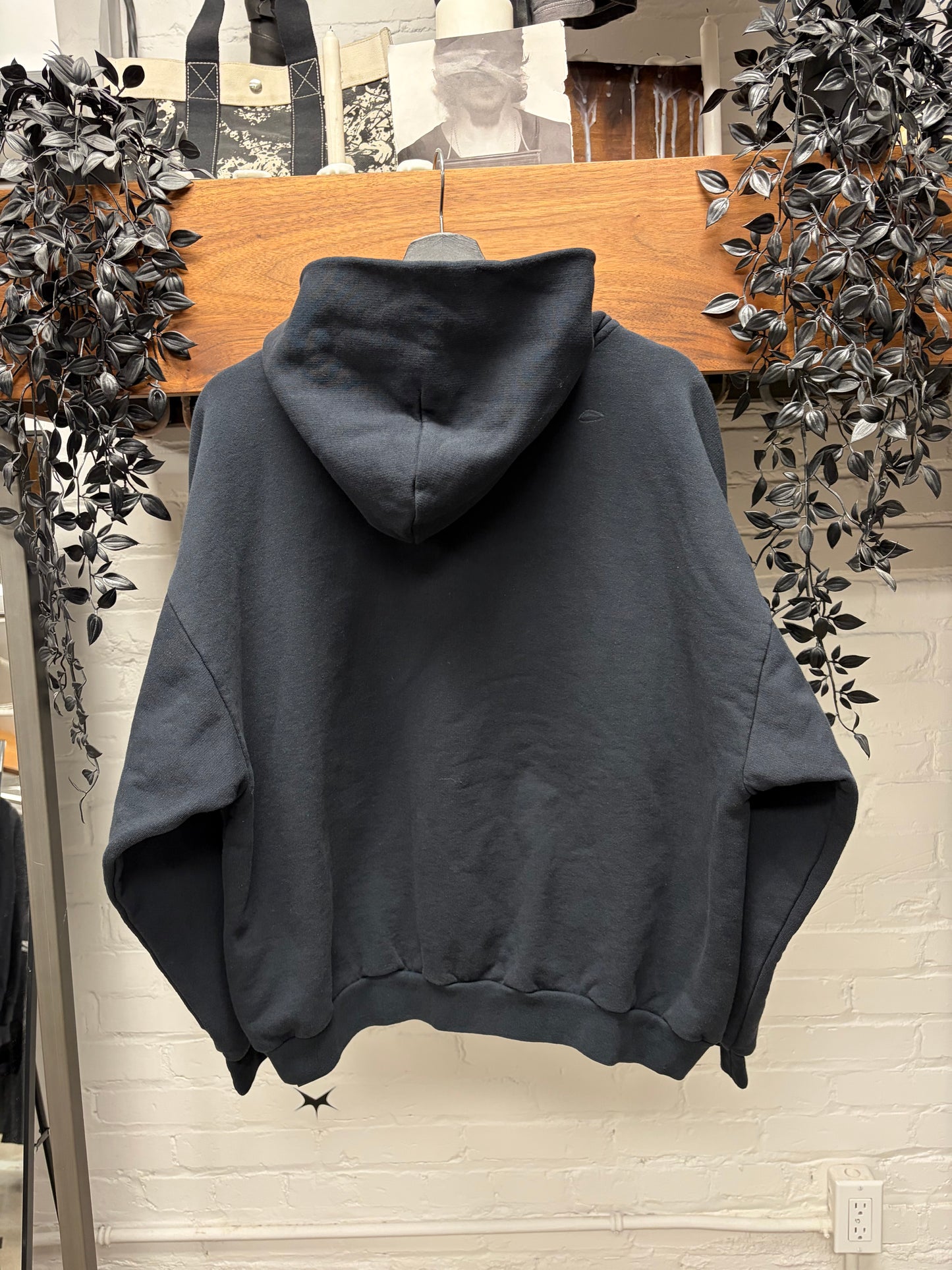 SS2026 Balenciaga ‘Nano BB’ Logo Black Pullover Hoodie