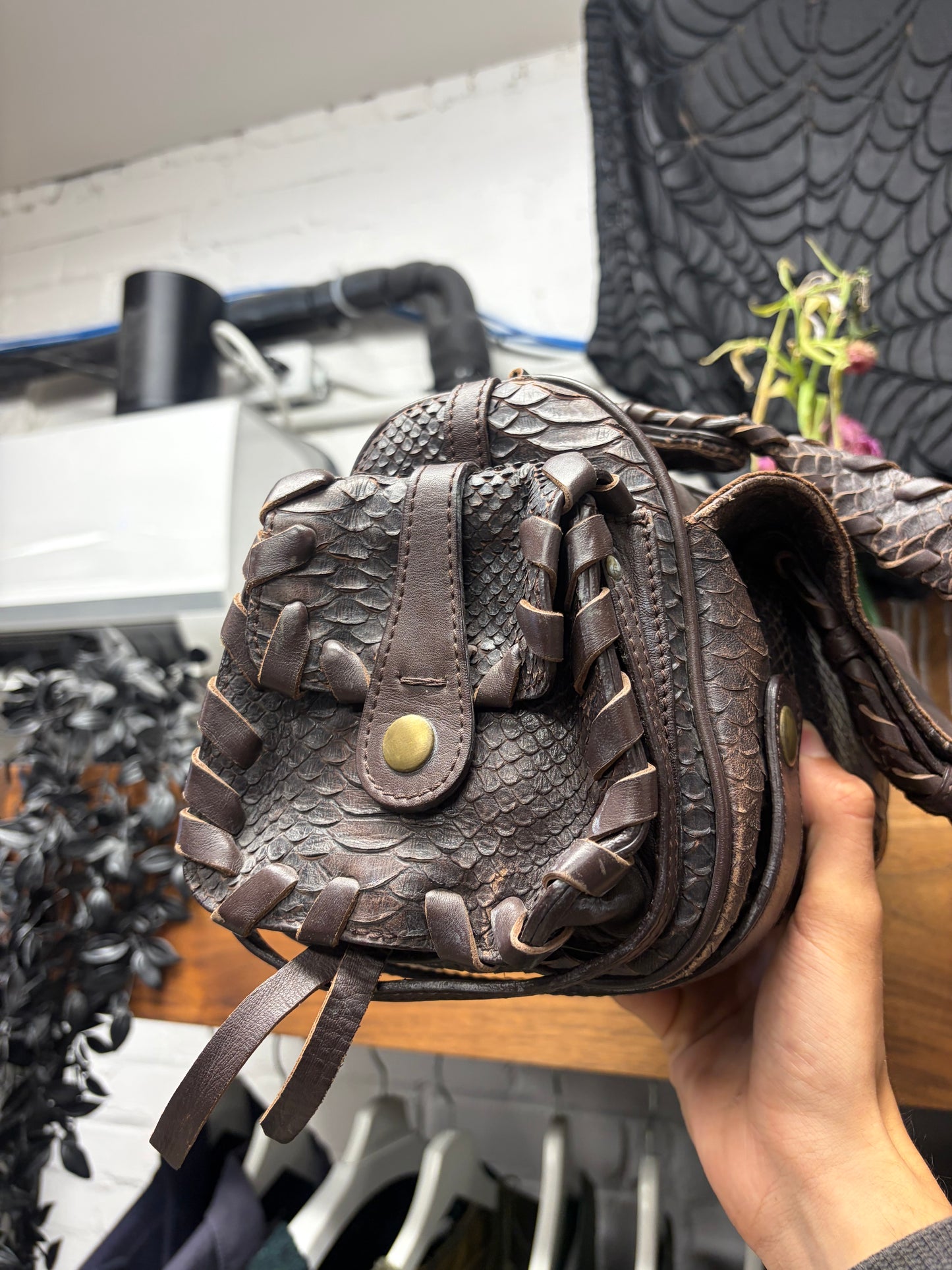 2000s Chloe ‘Silverado’ Brown Genuine Python Leather Shoulder Bag