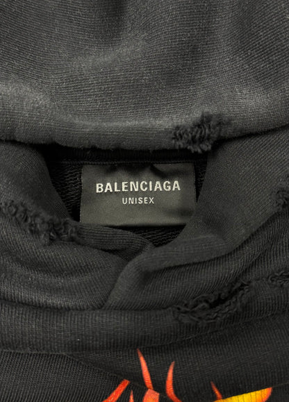 2024 Balenciaga ‘Unity Flame’ Distressed Pullover Hoodie