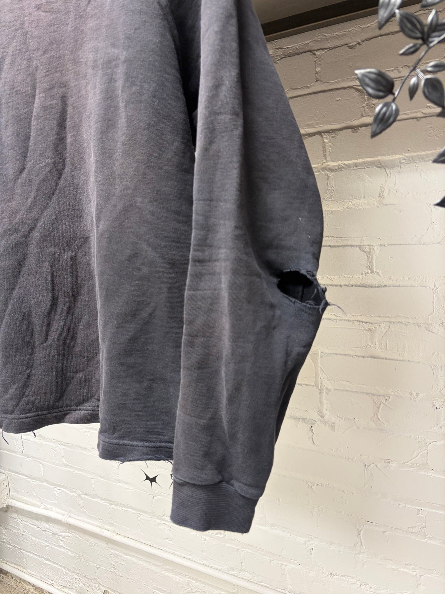 AW1999 Raf Simons ‘Disorder Incubation Isolation’ Thrash Distressed Black Cotton Sweatshirt