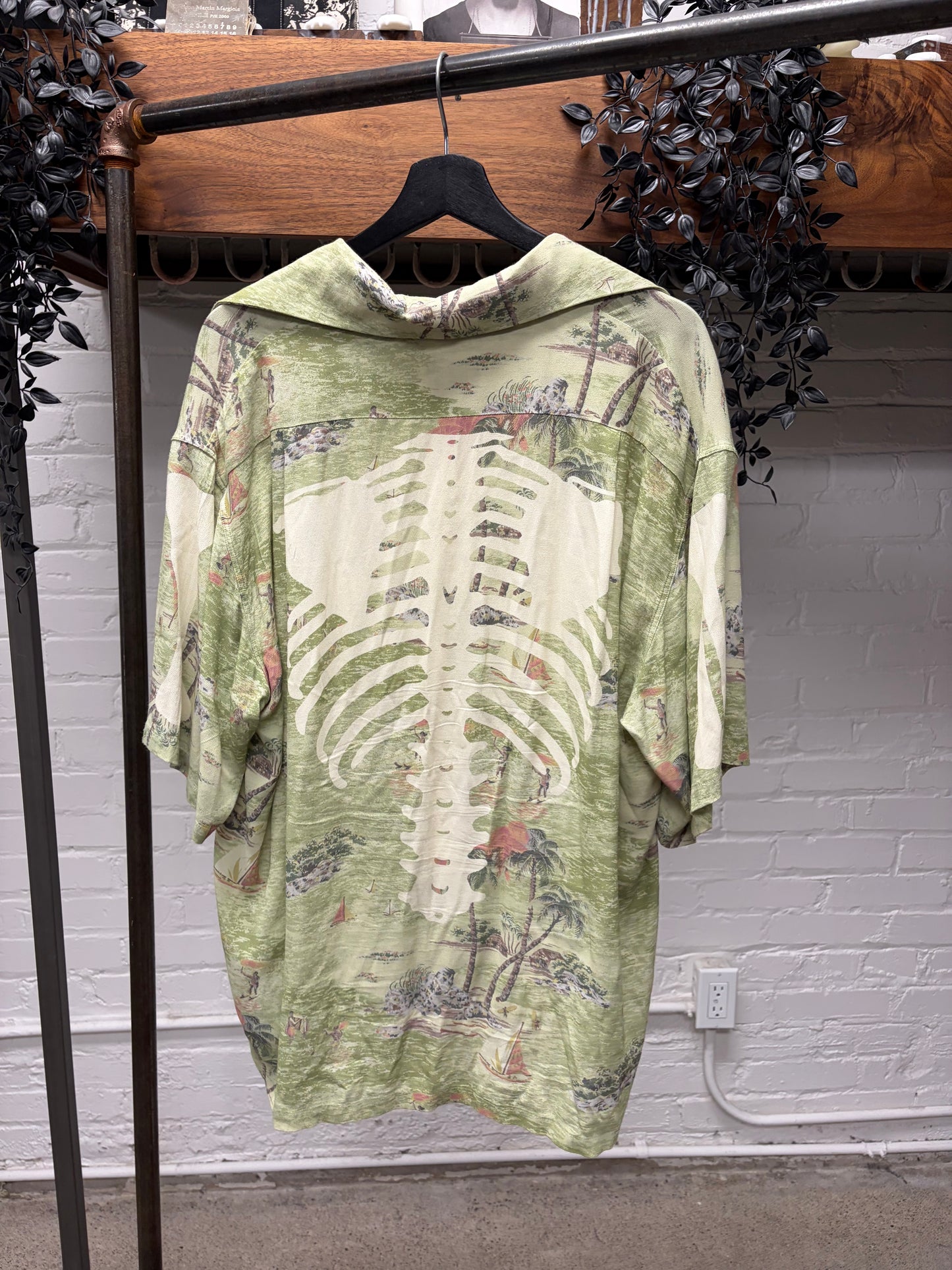 Kapital Rayon ‘Kamekameha’ Green Bone Aloha Shirt