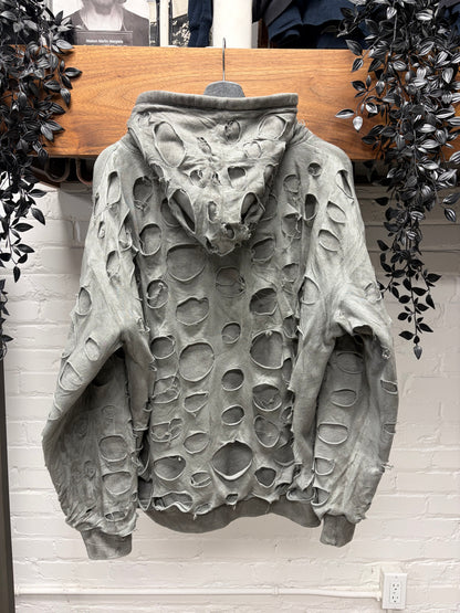 Alexander Digenova ‘New York Canal St.’ Double Layer Distressed Zip-Up Hoodie