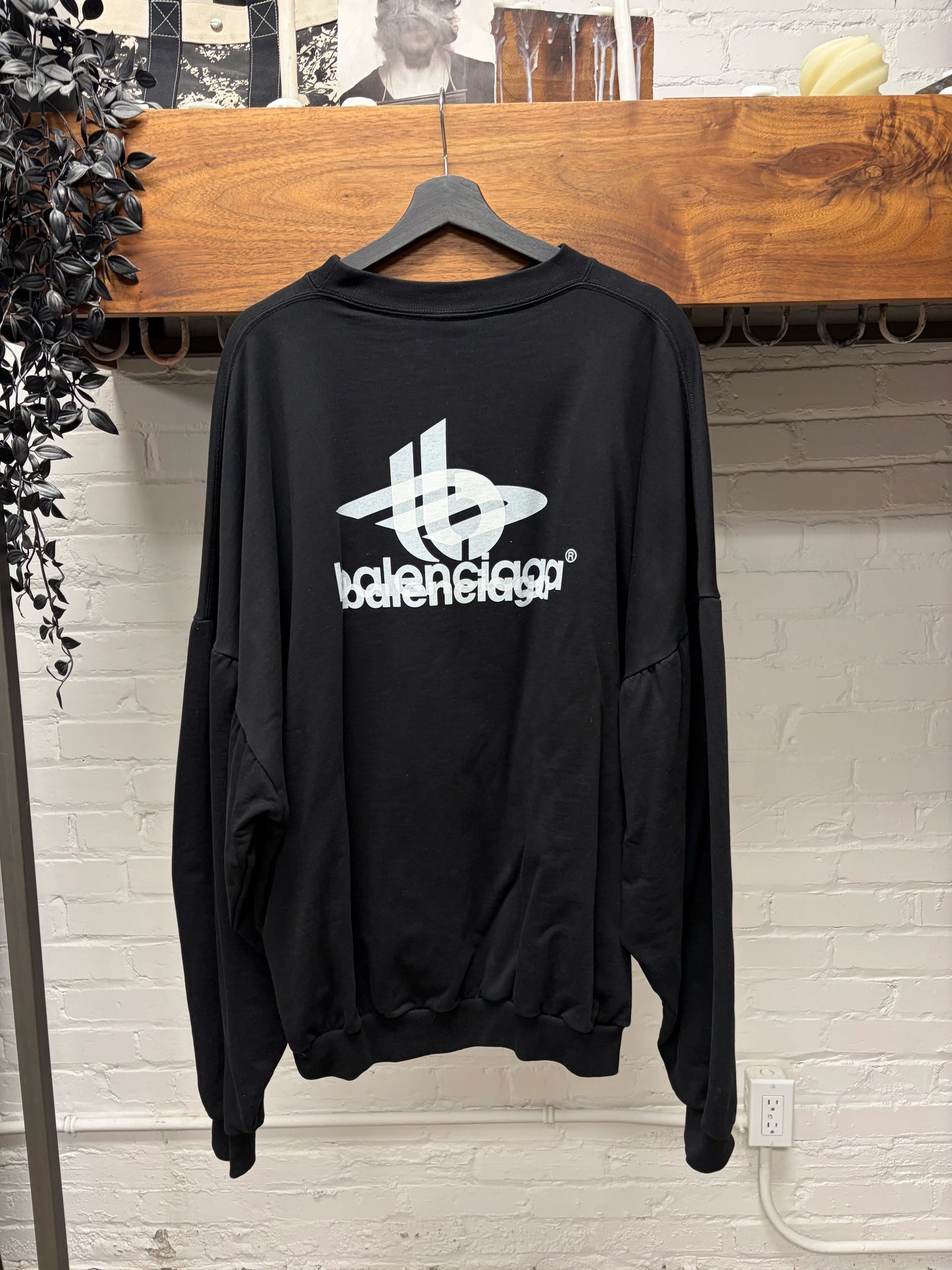 SS2024 Balenciaga ‘Layered Sports Logo’ Black Heavy Cotton Sweatshirt