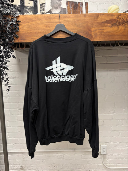 SS2024 Balenciaga ‘Layered Sports Logo’ Black Heavy Cotton Sweatshirt