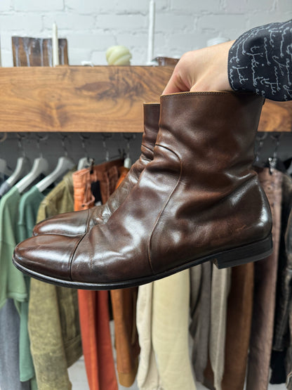Maison Margiela ‘Natural Patina’ Brown Leather Side-Zip Boots