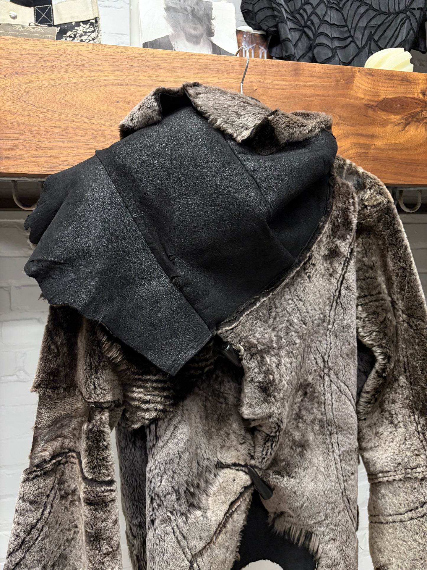 Vintage Gucci Mink Fur/Raw Leather ‘Horn Button’ Jacket With Unfinished Hems