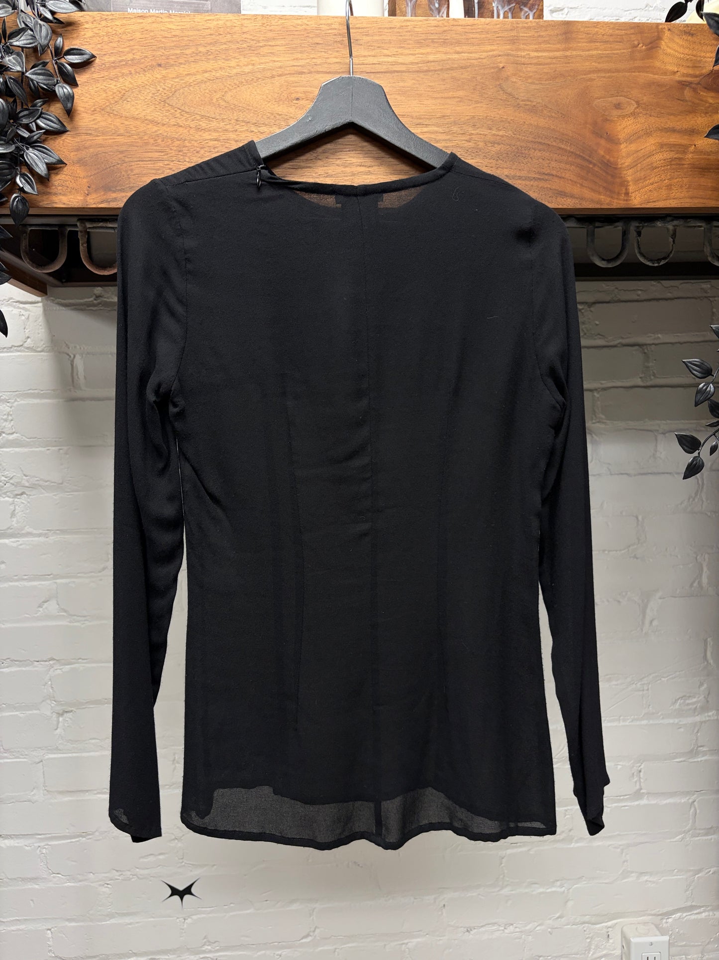 Ann Demeulemeester Darted Black Rayon Long Sleeve Shirt
