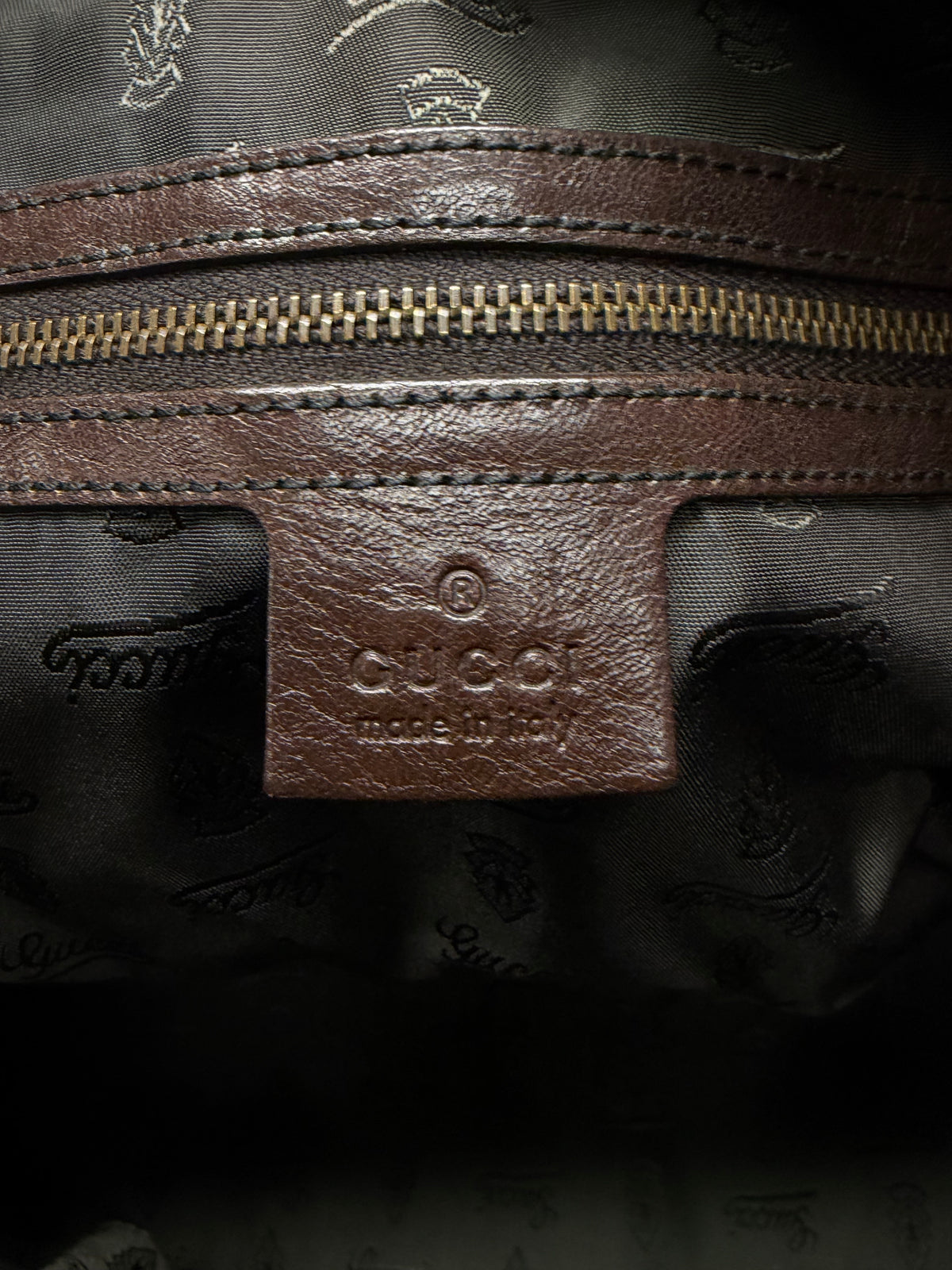 Gucci by Frida Giannini ‘Babouska’ Dark Brown Leather Handbag with Gold Hardware