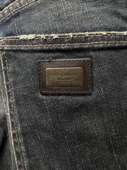 2000s Dolce & Gabbana ‘Dirt Washed’ Dark Blue Bootcut Denim