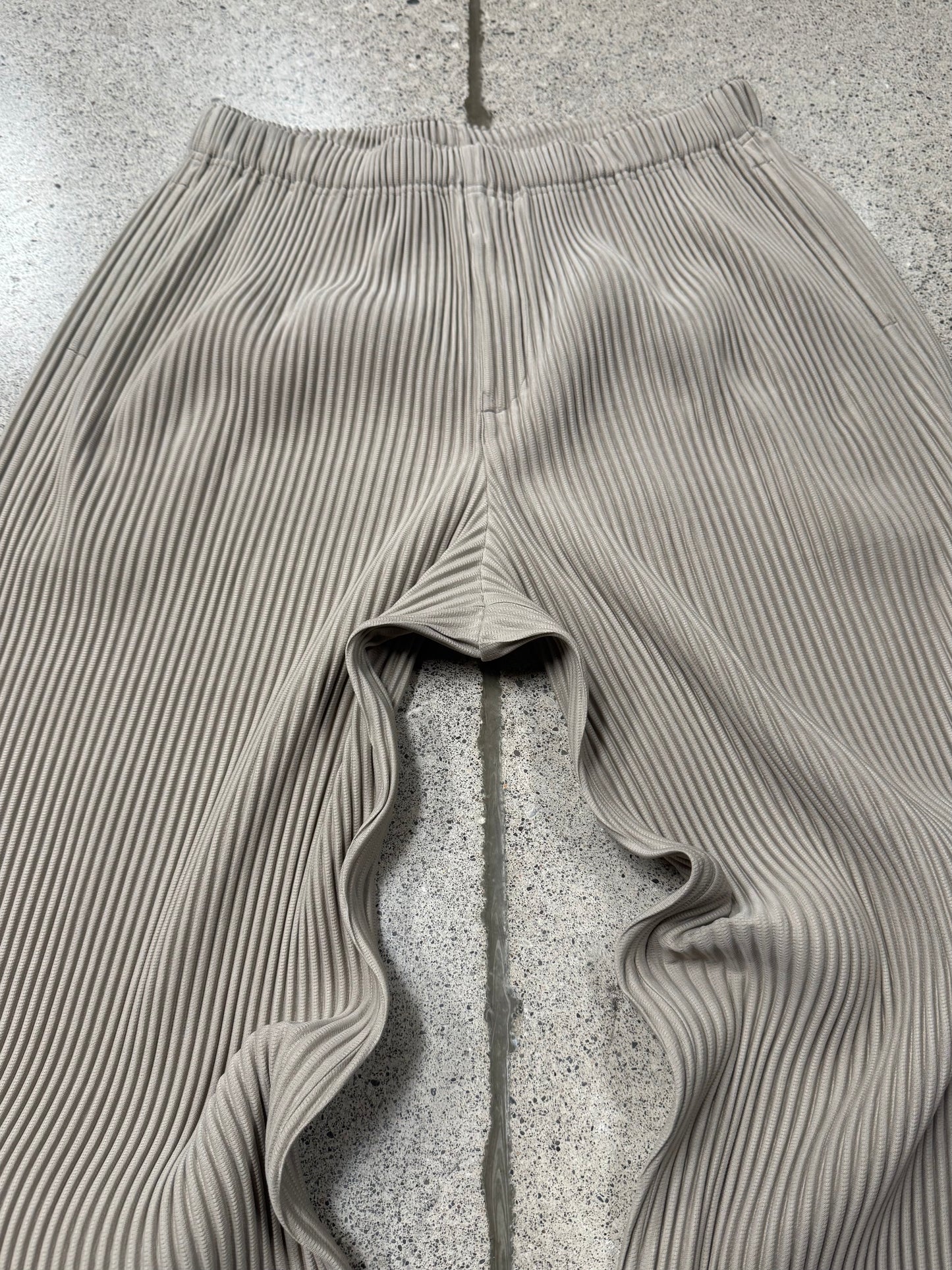 Issey Miyake ‘Homme Plisse’ Wide Leg Tan Brown Pleated Trousers