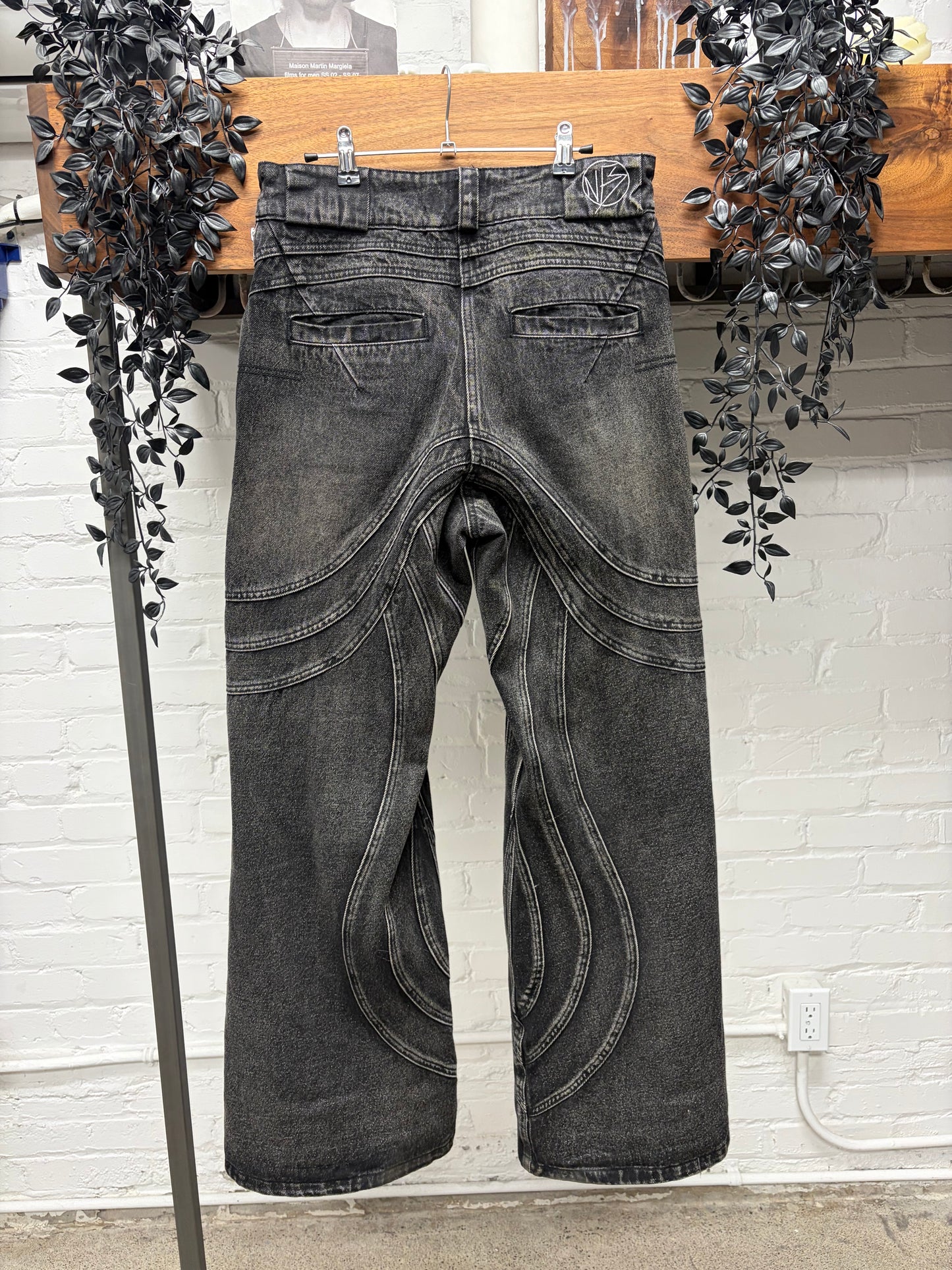 No Faith Studios Heavy Black ‘Wave’ Flared Leg Denim