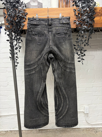 No Faith Studios Heavy Black ‘Wave’ Flared Leg Denim
