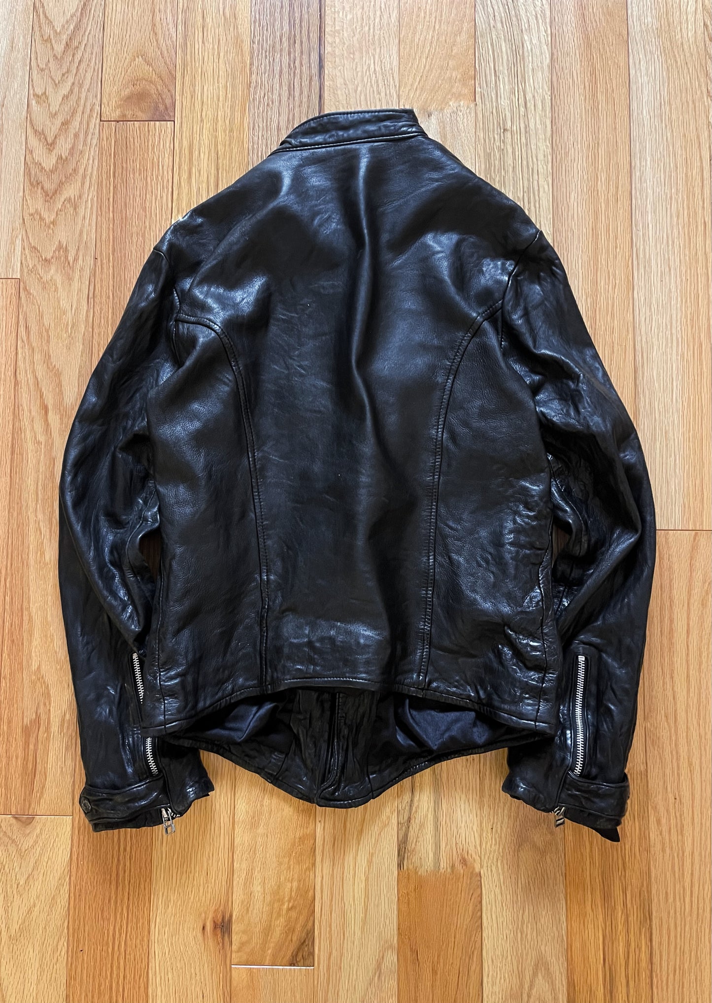 14th Addiction ‘Double Zip’ Lambskin Leather Riders Jacket