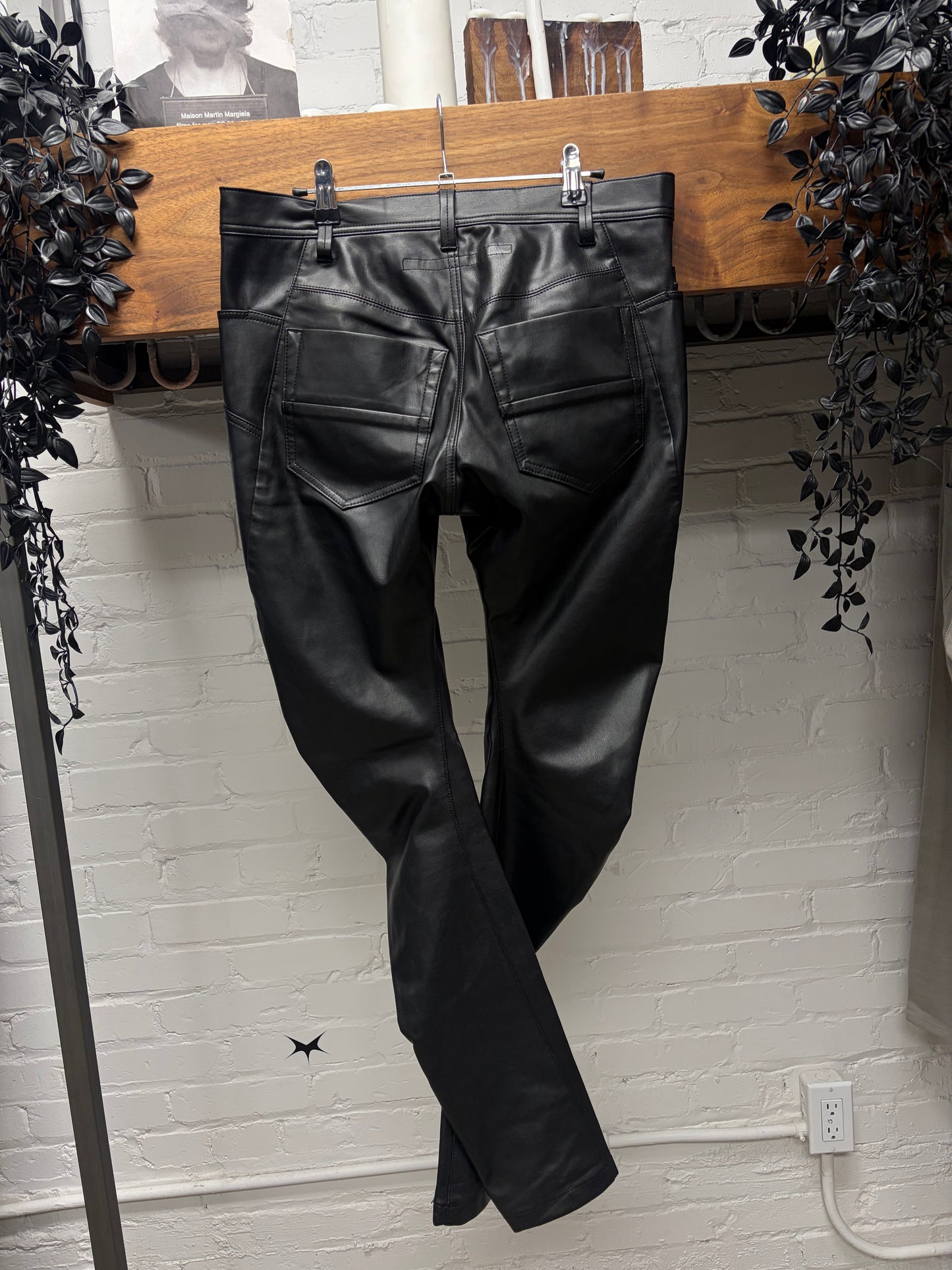 SS2023 Julius Synthetic Leather J-Cut Black Pants