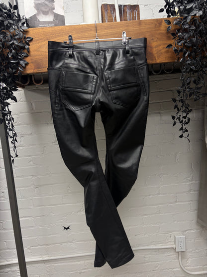 SS2023 Julius Synthetic Leather J-Cut Black Pants