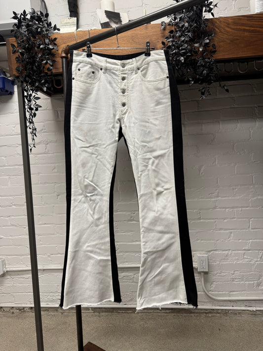 SS2019 Maison Margiela Flared Black/White Split ‘Raw Hem’ Jeans